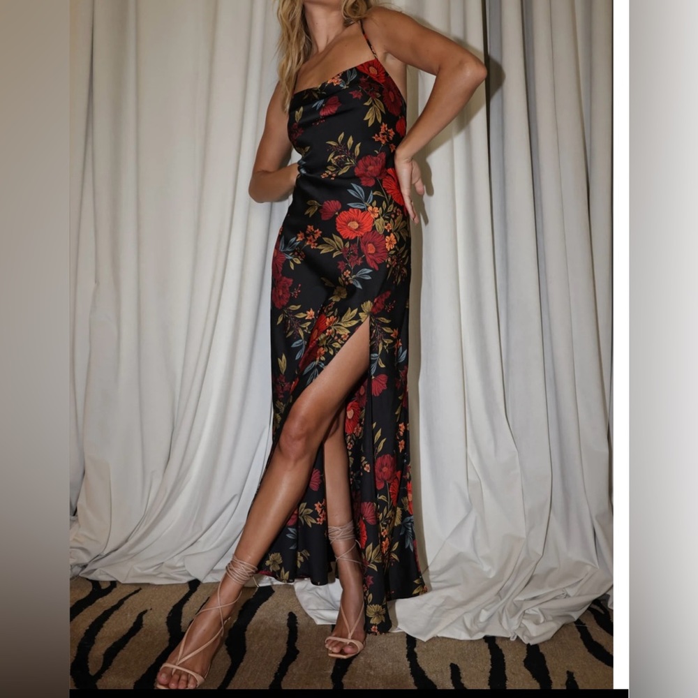 12th Tribe Natalia Black Floral Dress